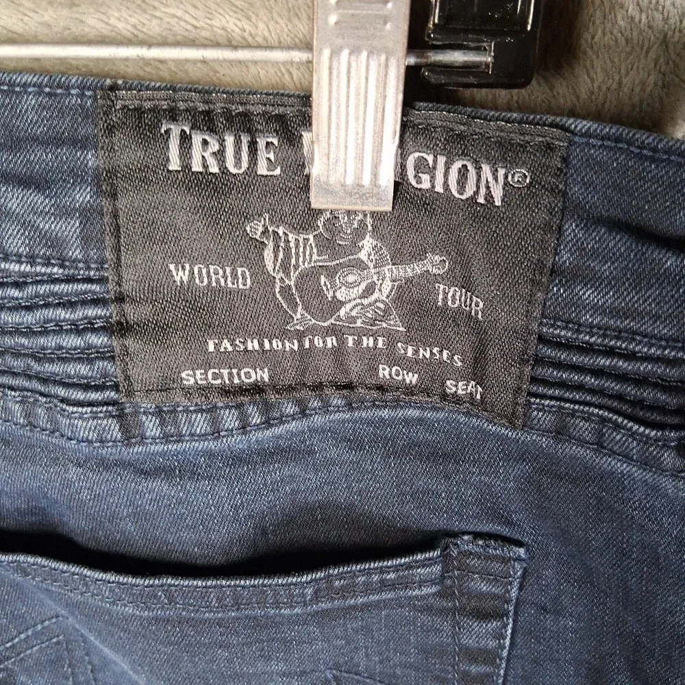 True Religion Rocco Moto Jeans Nen Size 40x34 Blue Slim Fit Stretchable Casual